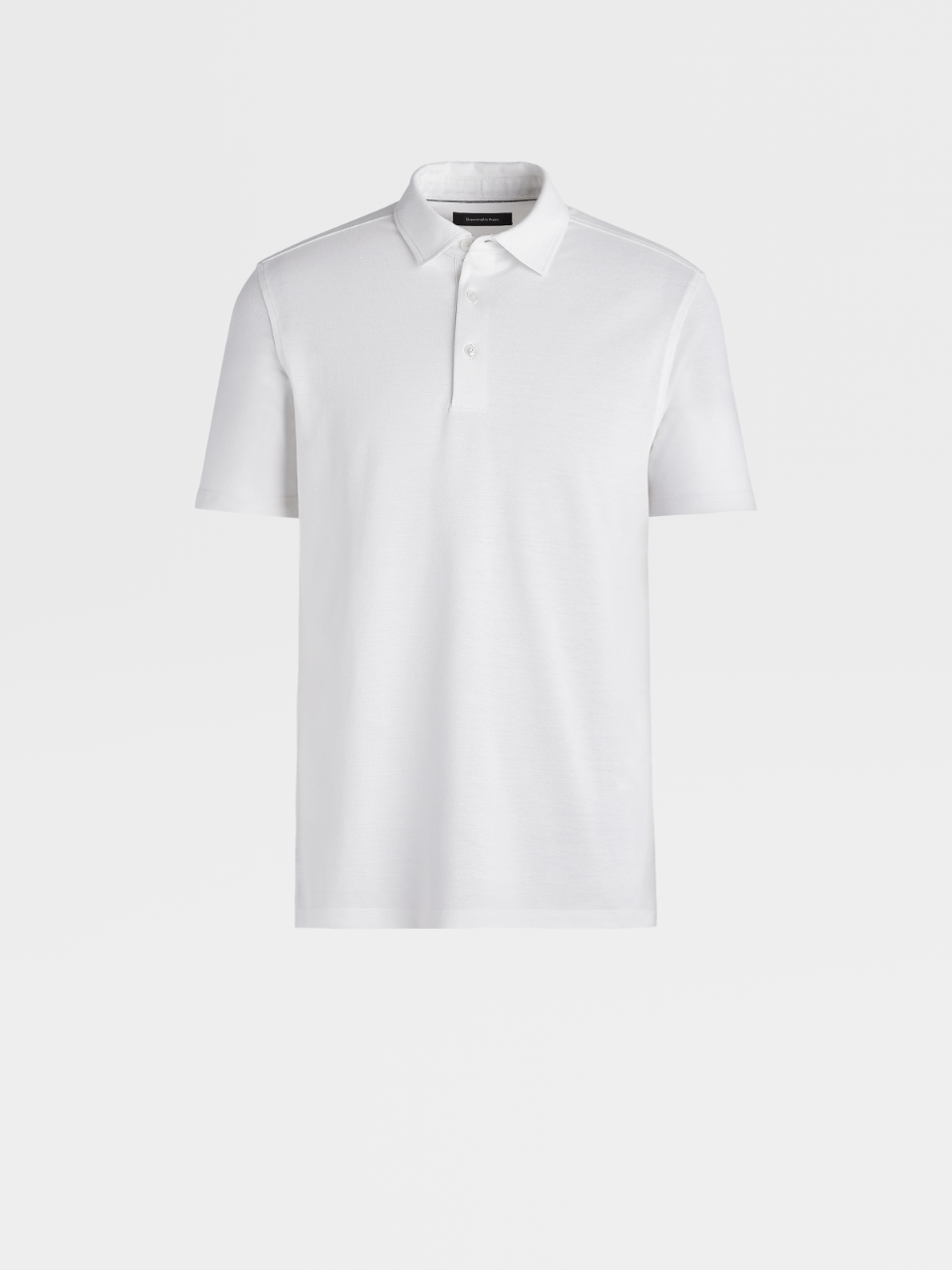 White Cotton and Silk Short-sleeve Polo